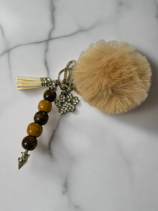 Animal Lover Keychain with wooden beads