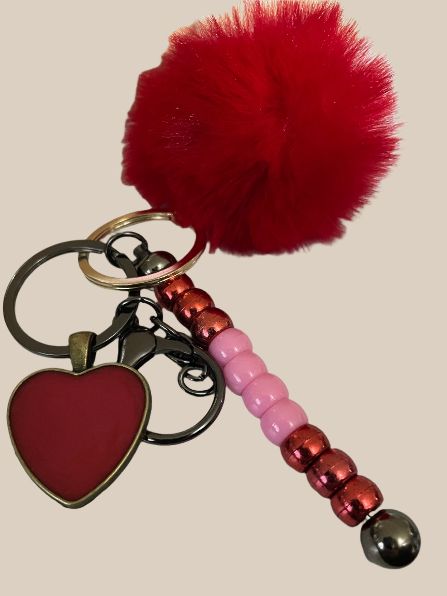 Handmade Red Valentine's Day Keychain with Resin Heart Pendent