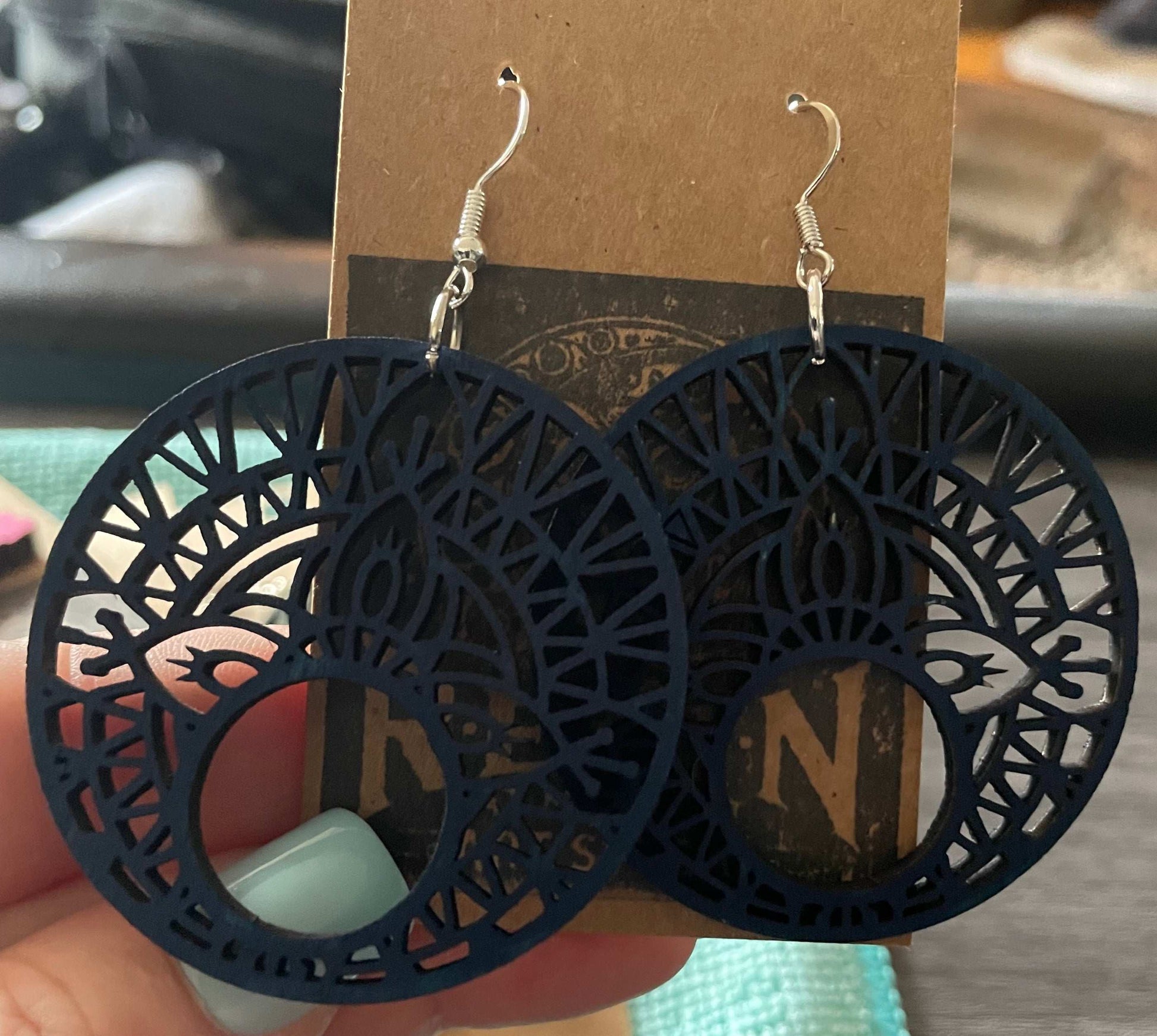 Large Wooden Mandala Earrings