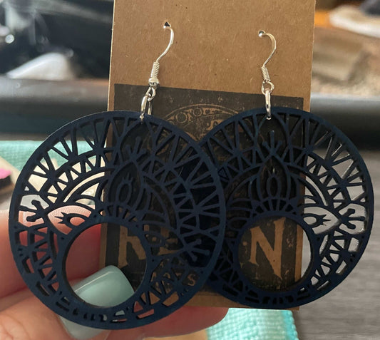 Large Wooden Mandala Earrings