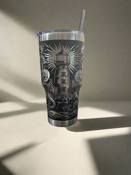 Lighthouse and Octopus 30oz Tumbler