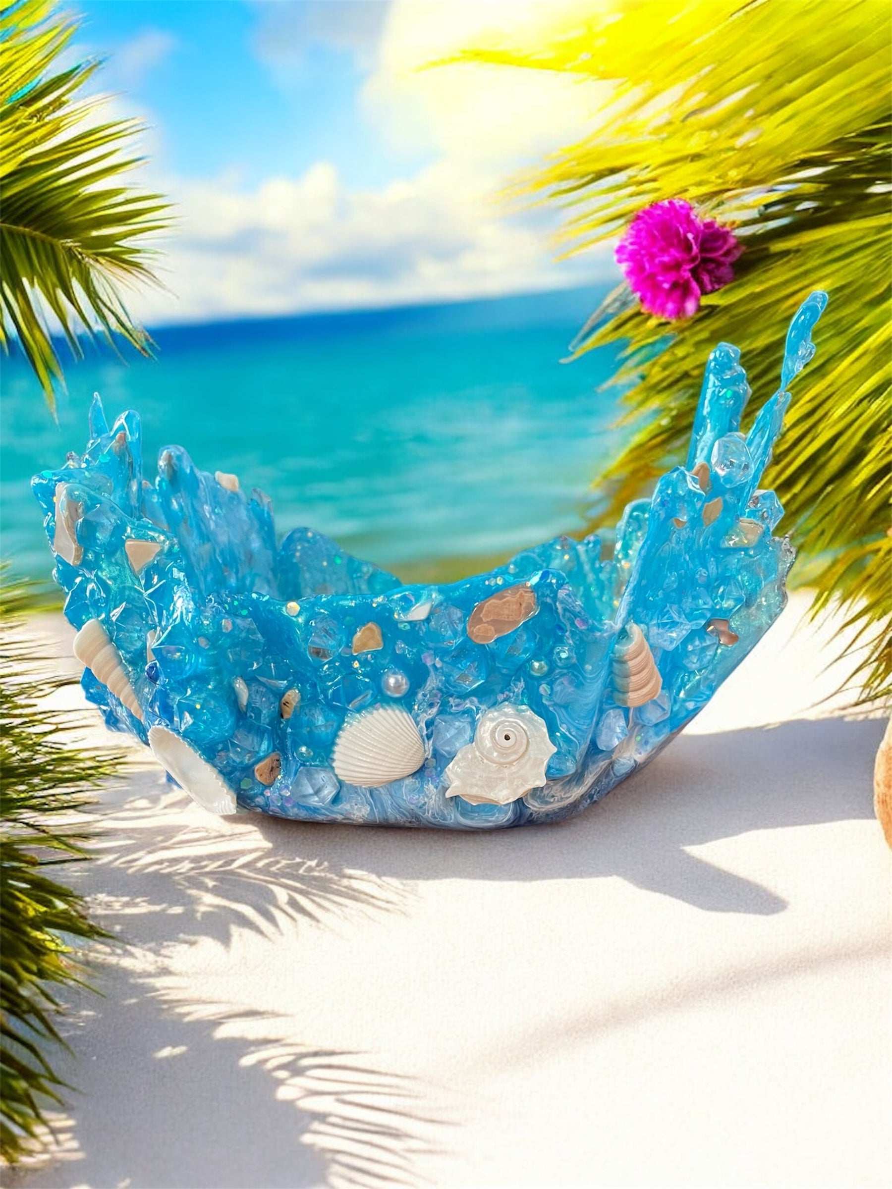 Ocean Resin Wave Splash with Shells