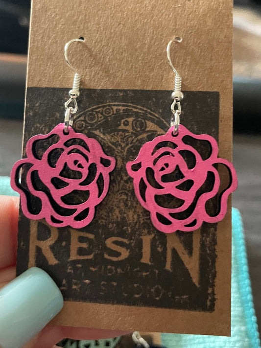 Wooden_Pink_Rose_Earrings