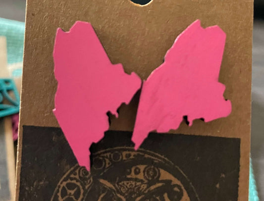 Wooden State of Maine Earrings